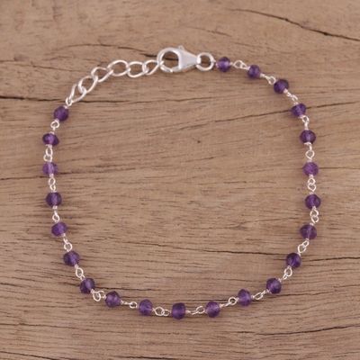 Alternate image for Handmade Adjustable Amethyst Link Bracelet from India Beautiful Saga