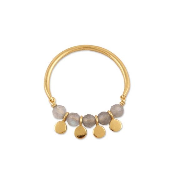 Alternate image for 18k Gold-plated and Labradorite Cocktail Ring from India Charming Delight