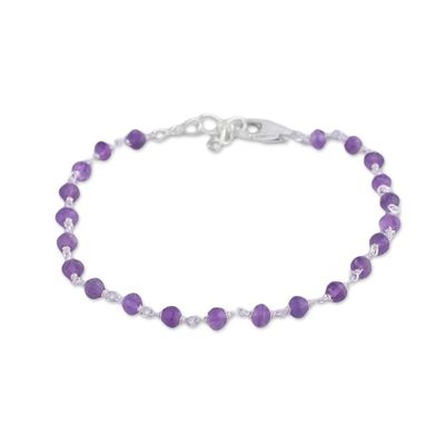 Alternate image for Handmade Adjustable Amethyst Link Bracelet from India Beautiful Saga
