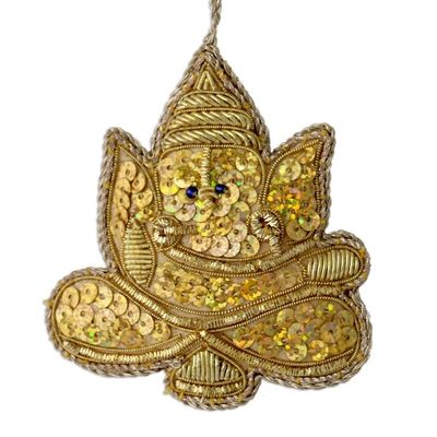 Alternate image for 4 Glittery Handmade Ornaments Depicting Lord Ganesha Happy Ganesha