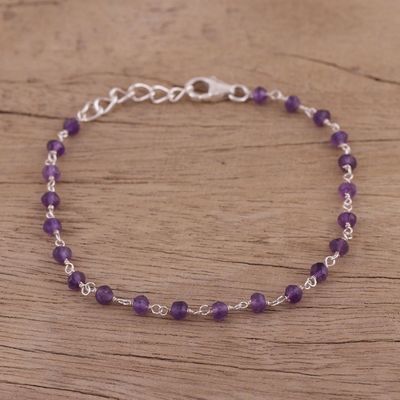 Alternate image for Handmade Adjustable Amethyst Link Bracelet from India Beautiful Saga