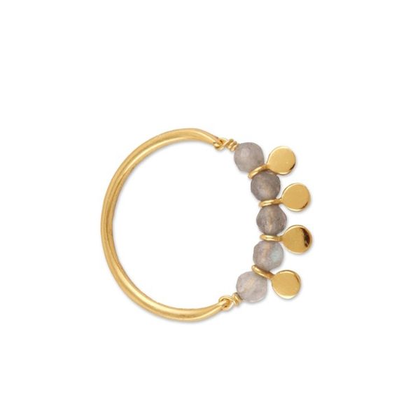 Alternate image for 18k Gold-plated and Labradorite Cocktail Ring from India Charming Delight