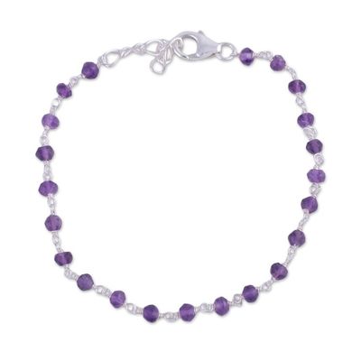 Alternate image for Handmade Adjustable Amethyst Link Bracelet from India Beautiful Saga