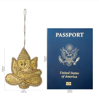 Alternate image for 4 Glittery Handmade Ornaments Depicting Lord Ganesha Happy Ganesha