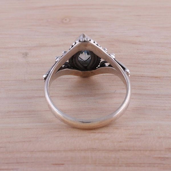 Alternate image for Blue Topaz and Sterling Silver Single Stone Ring from India Morning Luxury