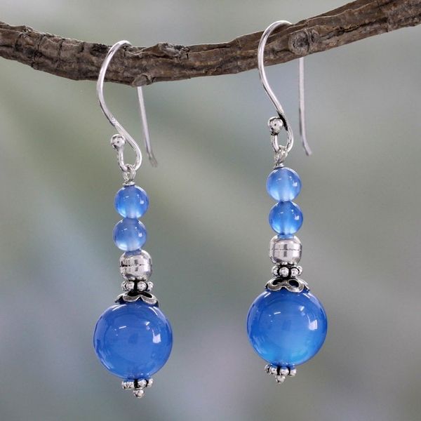 Alternate image for India Handmade Chalcedony Earrings Heavenly