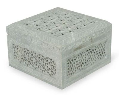 Alternate image for Unique Jali Soapstone Jewelry Box Ivy Trellis