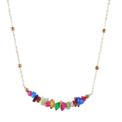 Alternate image for Colorful Brass and Quartz Beaded Pendant Necklace from India Rainbow Fantasy