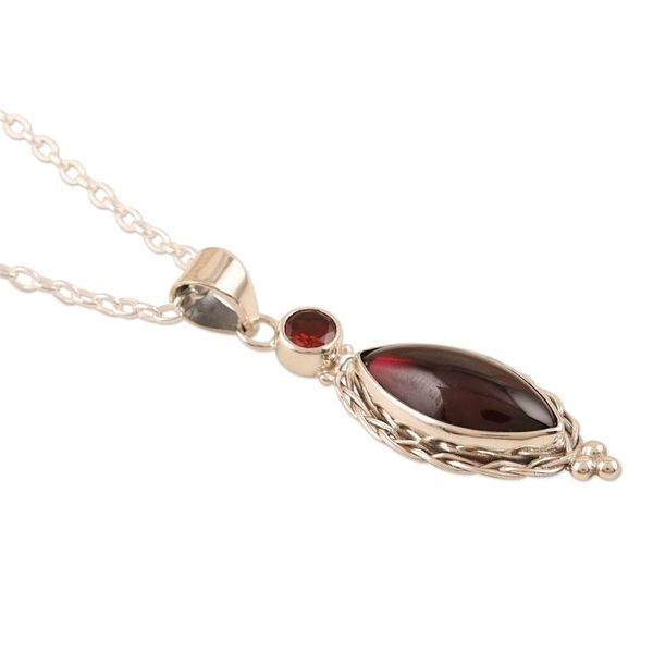 Alternate image for Hand Made Garnet and Sterling Silver Pendant Necklace Sweet Berry