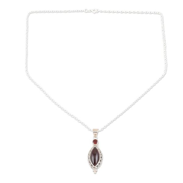 Alternate image for Hand Made Garnet and Sterling Silver Pendant Necklace Sweet Berry