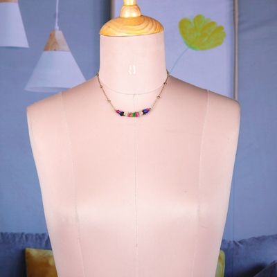 Alternate image for Colorful Brass and Quartz Beaded Pendant Necklace from India Rainbow Fantasy