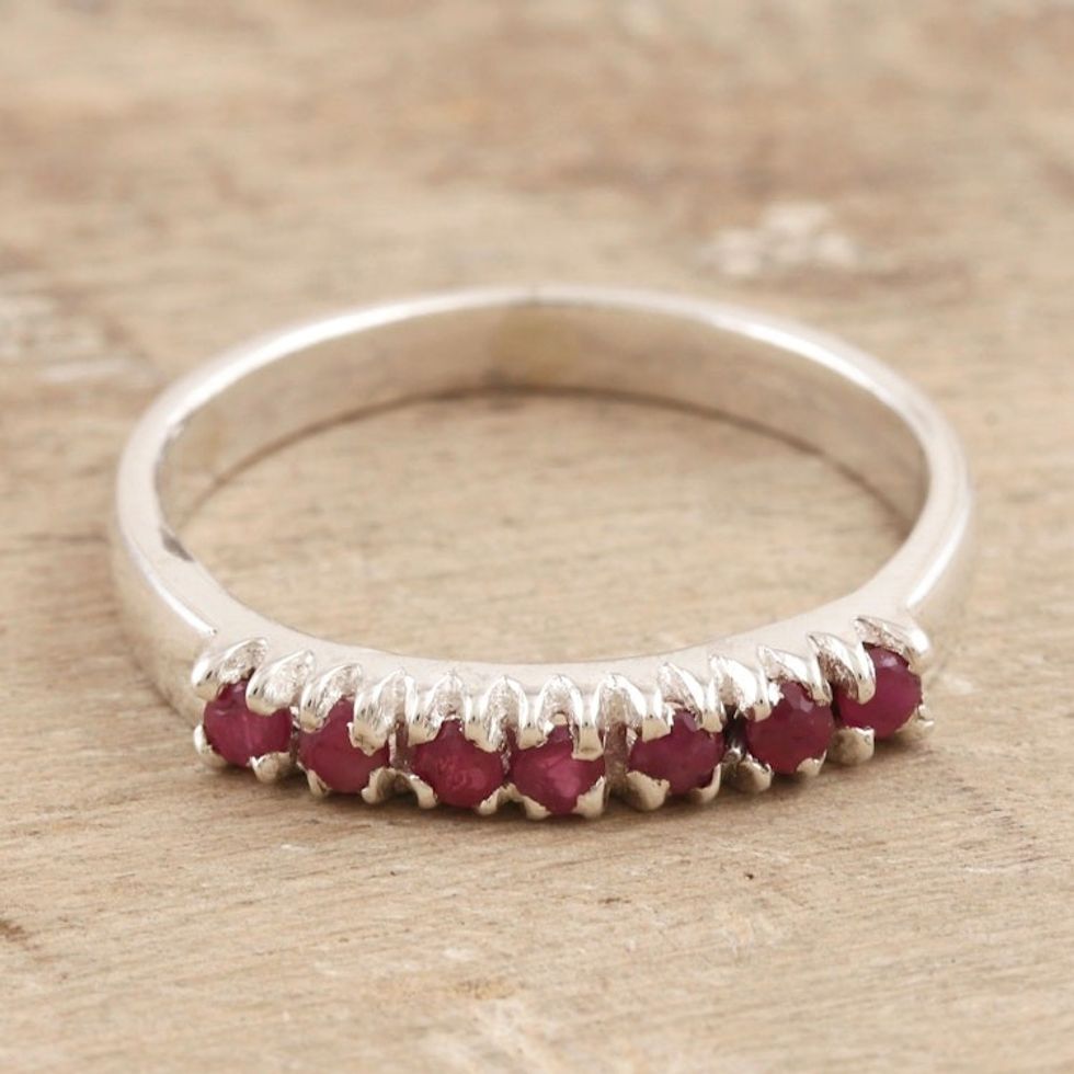 Sterling Silver and Ruby Band Ring 'Pretty Princess'