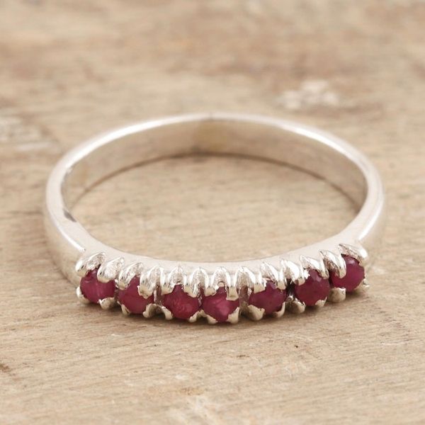 Alternate image for Sterling Silver and Ruby Band Ring Pretty Princess