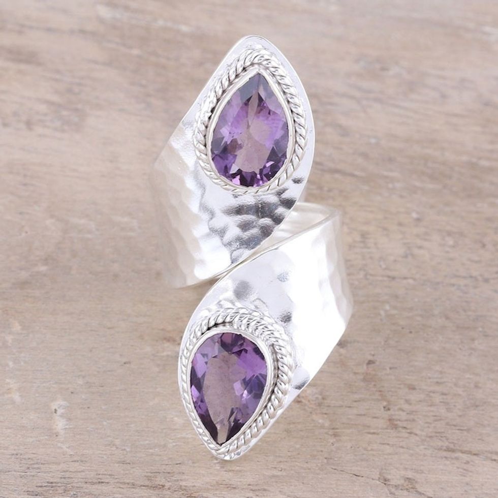 Six-Carat Amethyst Wrap Ring from India 'Lilac Cheer'