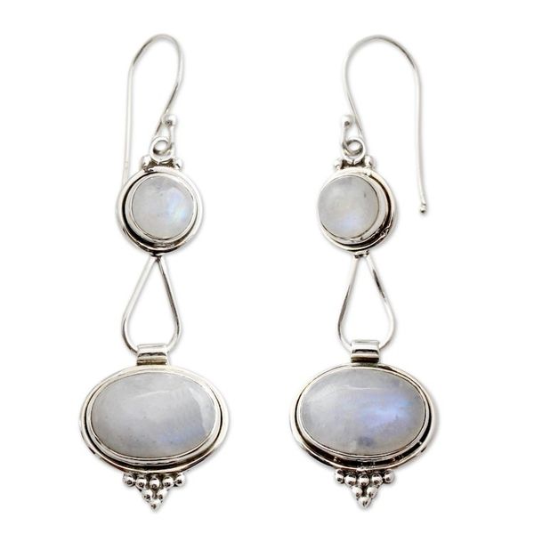 Alternate image for Rainbow Moonstone Earrings Sterling Silver Handmade Goddesses