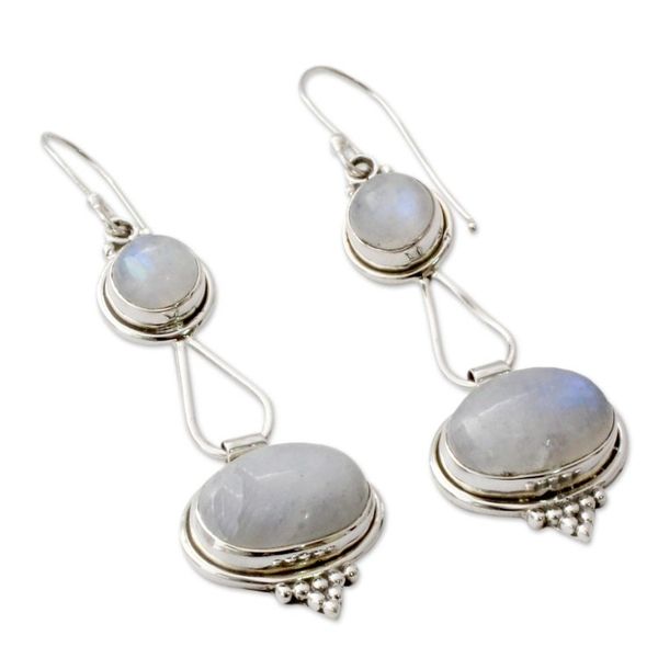 Alternate image for Rainbow Moonstone Earrings Sterling Silver Handmade Goddesses