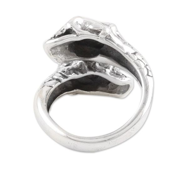 Alternate image for Sterling Silver Wrap Ring with Skull Motifs Fierce Souls