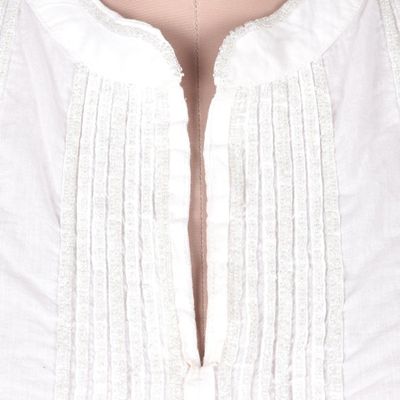 Alternate image for White Cotton Blouse with Beadwork and Pintucks Udaipur Lake in White