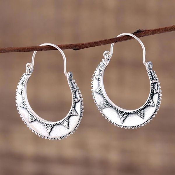 Alternate image for Fair Trade Indian Style Sterling Silver Hoop Earrings Sunbeam