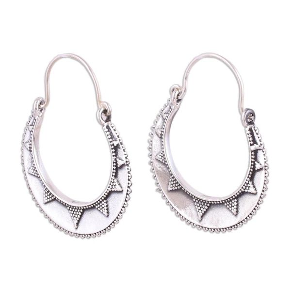 Alternate image for Fair Trade Indian Style Sterling Silver Hoop Earrings Sunbeam