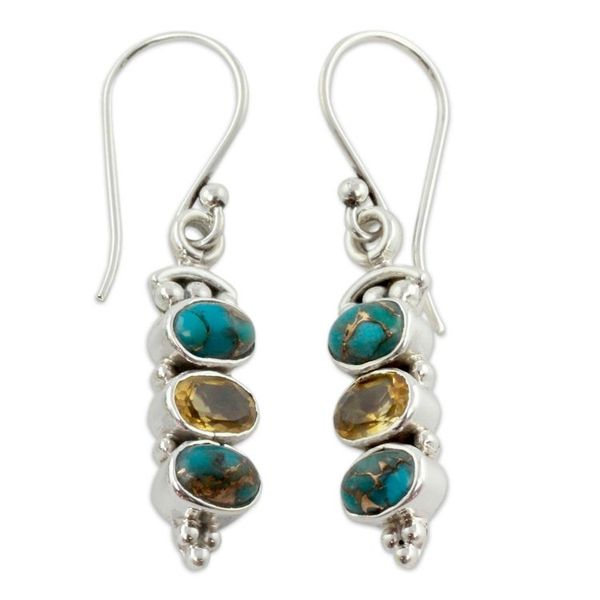 Alternate image for Citrine and Turquoise Earrings Sunshine and Sky