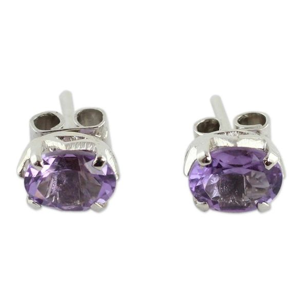 Alternate image for 2 Carat Amethyst Stud Earrings from India Scintillate