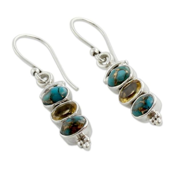 Alternate image for Citrine and Turquoise Earrings Sunshine and Sky