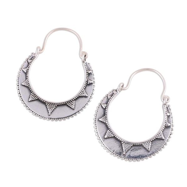 Alternate image for Fair Trade Indian Style Sterling Silver Hoop Earrings Sunbeam