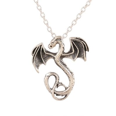 Alternate image for Combination-Finish Sterling Silver Dragon Necklace Spread Dragon