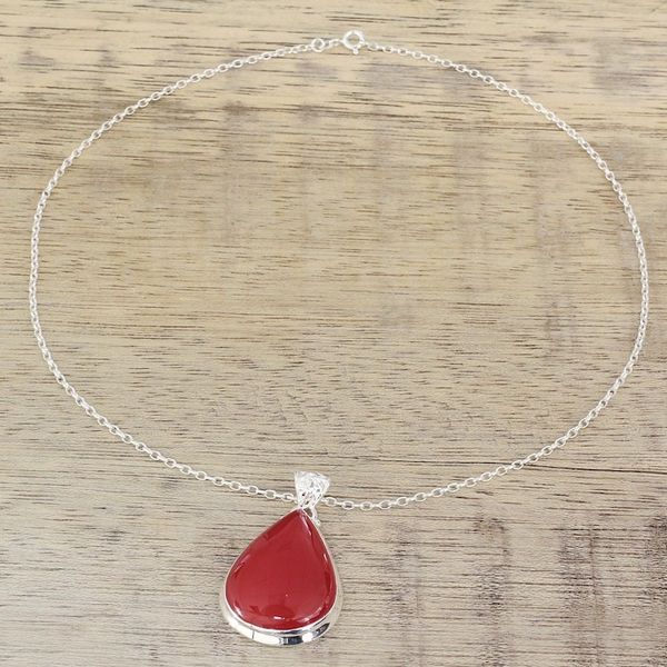 Alternate image for Carnelian Drop of Sunshine Pendant on a 925 Silver Necklace Drop of Sunshine