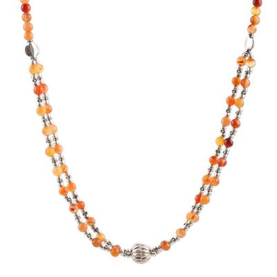 Alternate image for Sterling Silver and Carnelian Pendant Necklace Warm Sunset