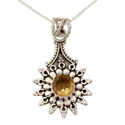 Alternate image for Three Carat Citrine and Sterling Silver Pendant Necklace Star of Jaipur