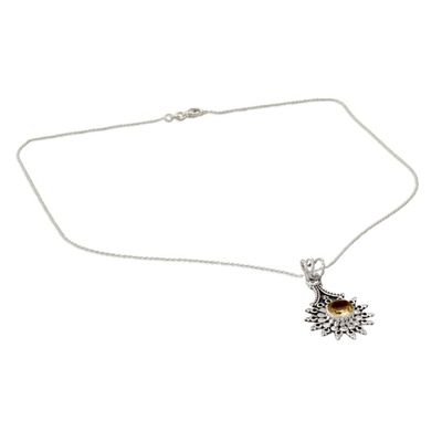Alternate image for Three Carat Citrine and Sterling Silver Pendant Necklace Star of Jaipur