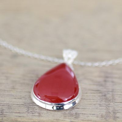 Alternate image for Carnelian Drop of Sunshine Pendant on a 925 Silver Necklace Drop of Sunshine