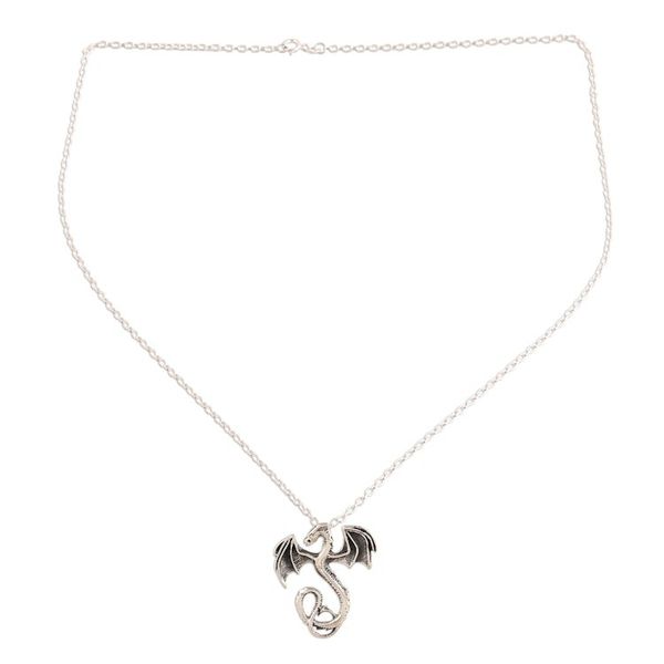 Alternate image for Combination-Finish Sterling Silver Dragon Necklace Spread Dragon
