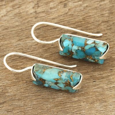 Alternate image for Composite Turquoise Drop Earrings from India Beautiful Blue