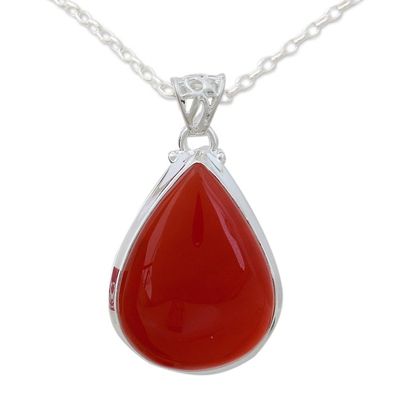 Alternate image for Carnelian Drop of Sunshine Pendant on a 925 Silver Necklace Drop of Sunshine