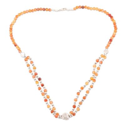 Alternate image for Sterling Silver and Carnelian Pendant Necklace Warm Sunset