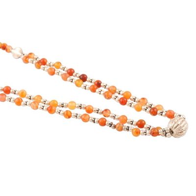 Alternate image for Sterling Silver and Carnelian Pendant Necklace Warm Sunset