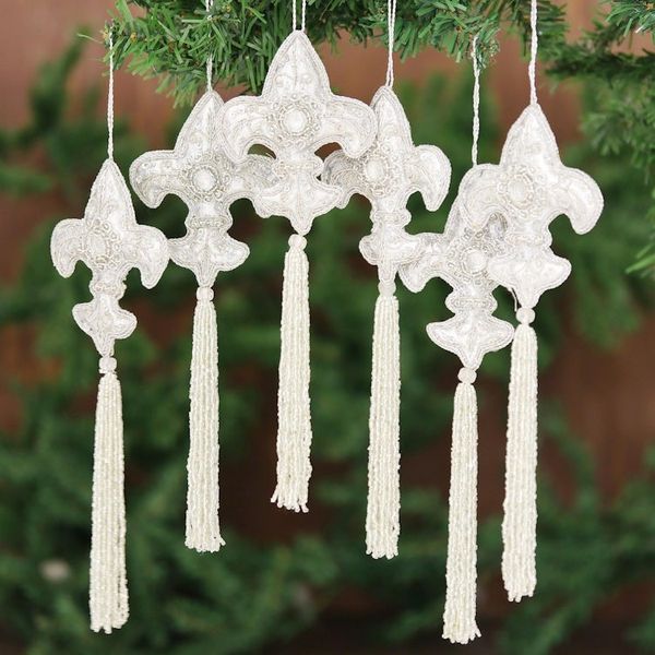 Alternate image for Beaded ornaments Set of 6 Fleur-de-Lis