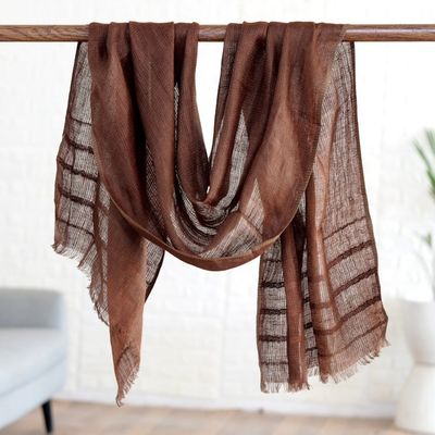 Alternate image for Linen Shawl in a Chocolate Tone Made in India Dreams in Chocolate