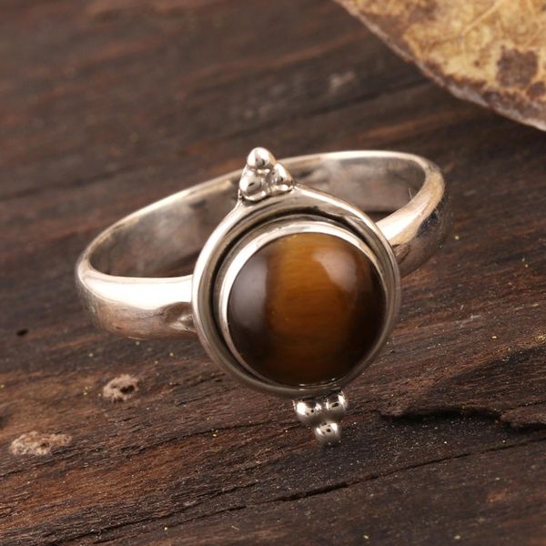 Alternate image for Simple Tigers Eye and Sterling Silver Ring Earth Memory