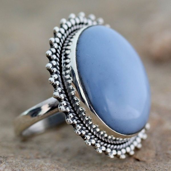 Alternate image for Indian Jewelry Cocktail Ring with Opal and Sterling Silver Blue Promise