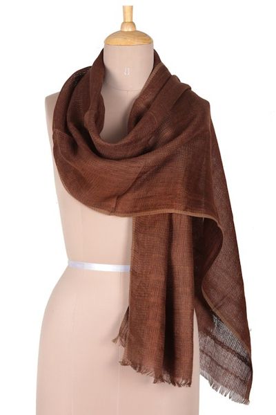 Alternate image for Linen Shawl in a Chocolate Tone Made in India Dreams in Chocolate