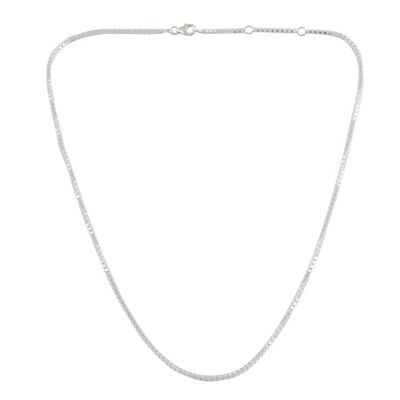 Alternate image for Sterling Silver Box Chain Necklace from India Charming Classic