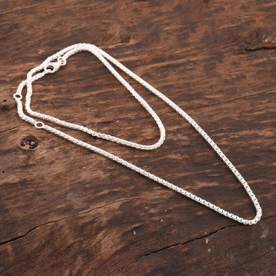 Alternate image for Sterling Silver Box Chain Necklace from India Charming Classic