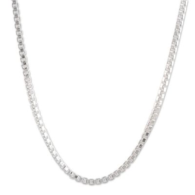 Alternate image for Sterling Silver Box Chain Necklace from India Charming Classic