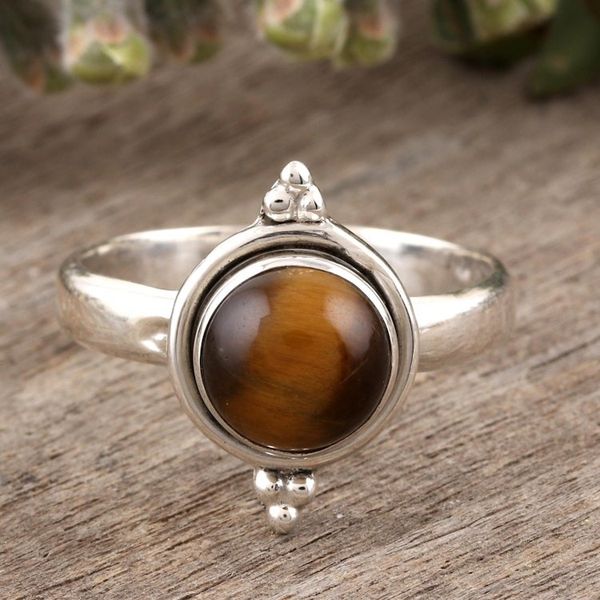 Alternate image for Simple Tigers Eye and Sterling Silver Ring Earth Memory