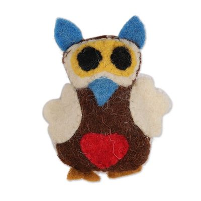 Alternate image for Colorful Wool Felt Owl Ornaments from India Set of 5 Happy Owls