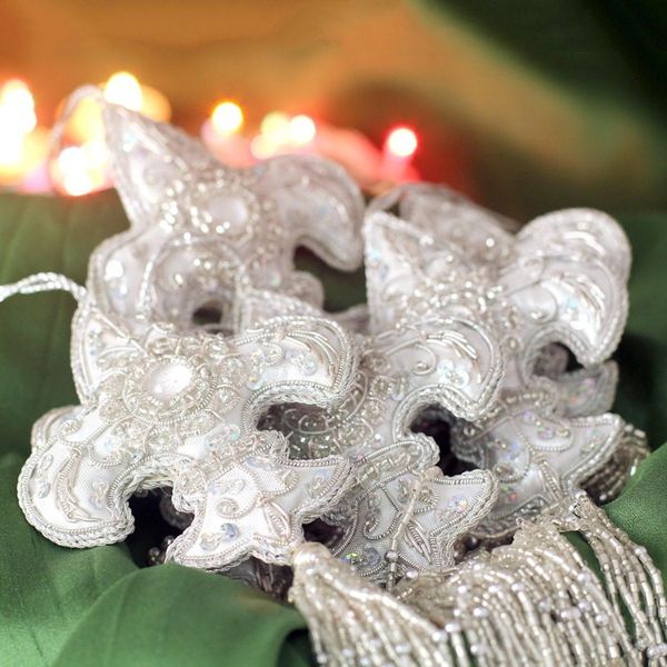 Alternate image for Beaded ornaments Set of 6 Fleur-de-Lis